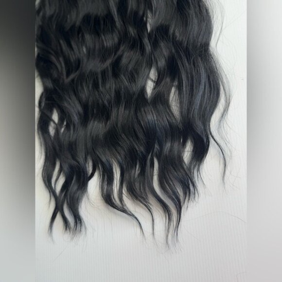 Human hair Blend 24 In  black Clip in Hair Extensions Set - Picture 10 of 11